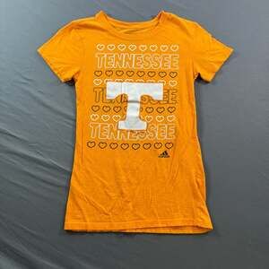 Adidas Tennessee Volunteers Girls Shirt Orange Rhinestone Hearts Size L 14